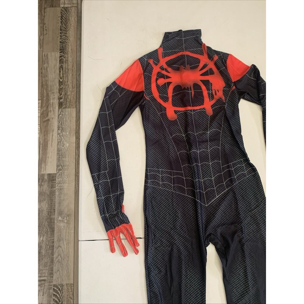 Spiderman Sz L Into the SpiderVerse Miles Morales Jumpsuit Adult Cosplay Costume - Picture 9 of 16